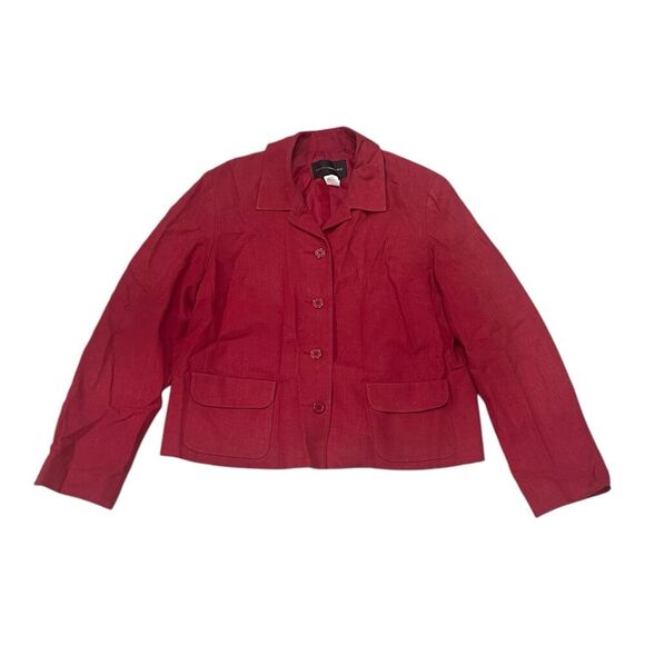 Harris Wallace Red Vintage Linen Blend Blazer 8 - Picture 1 of 3